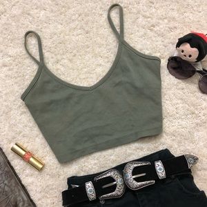 Military Olive Green Cropped Top